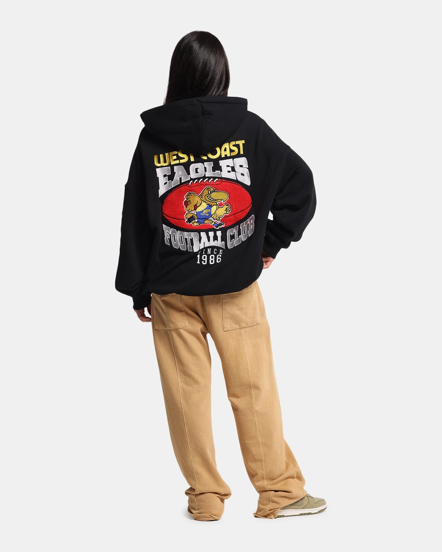 Mitchell & Ness West Coast Eagles Team Hoodie Solid Black Heat Resistant Layer