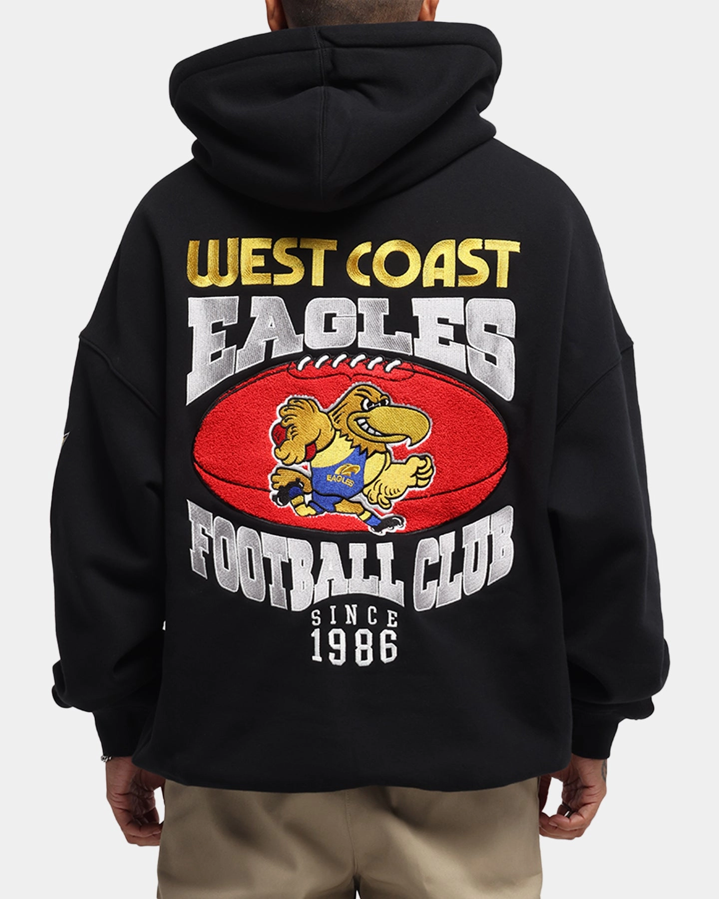 Mitchell & Ness West Coast Eagles Team Hoodie Solid Black Travel Fresh Anti Pill Technology
