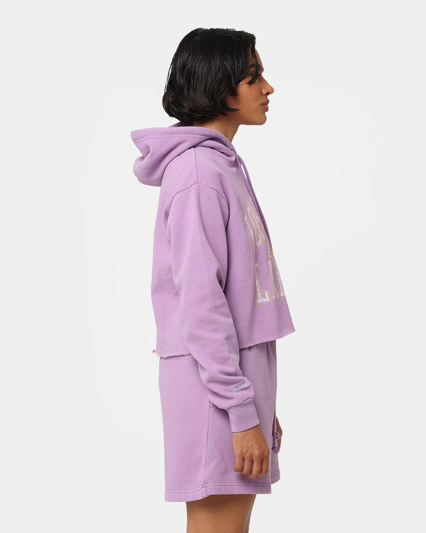 Weekend Wear Disseminate Mitchell & Ness Women's Los Angeles Lakers Arch Logo Crop Hoodie Faded Purple