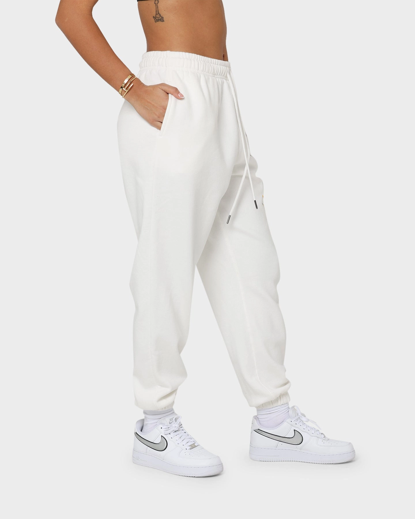 Mitchell & Ness Women's Shaq Sweat Pants Vintage White Quick Dry Fabric