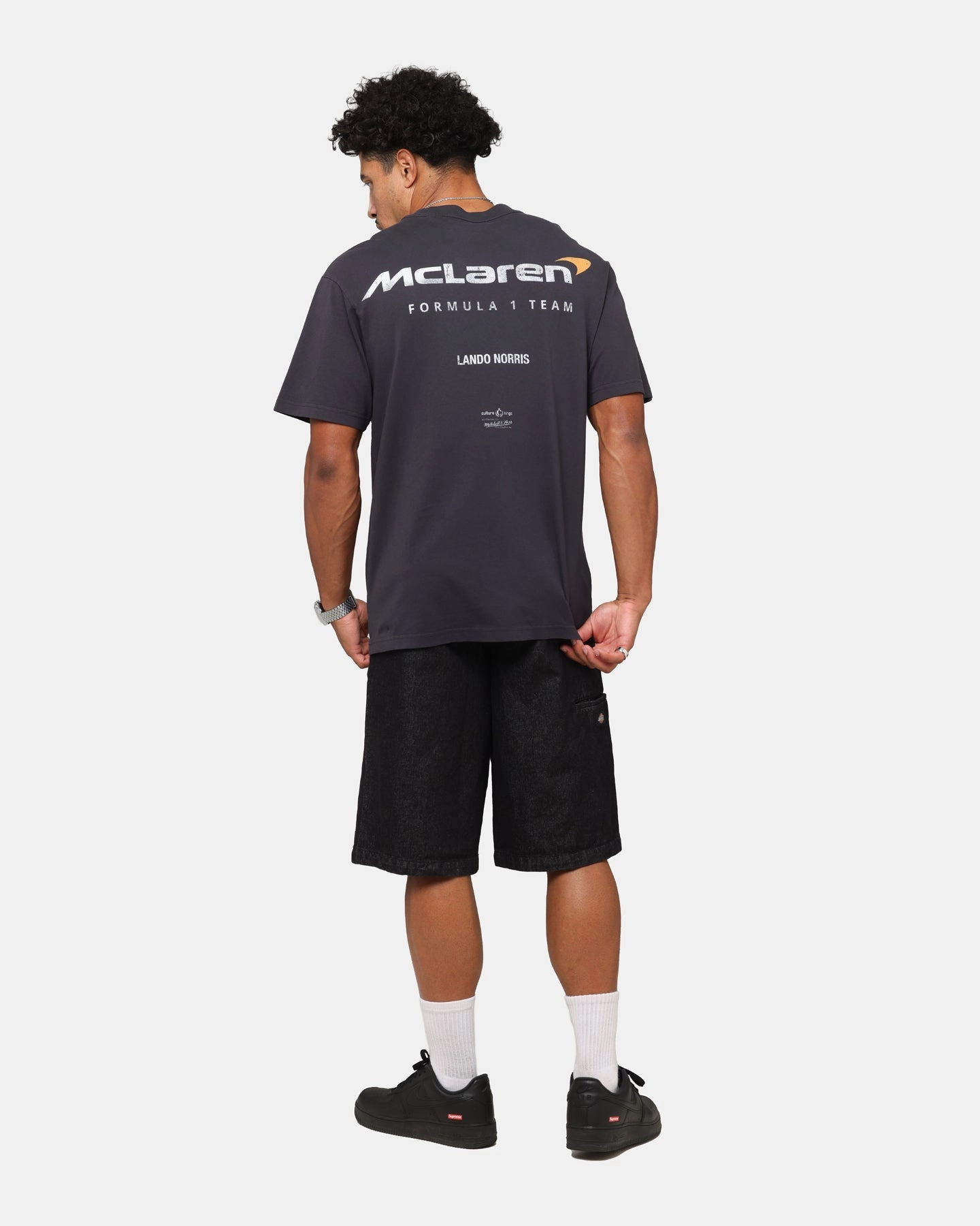Yarn Dyed Fabric Mitchell & Ness X Mclaren Lando Norris Helmet T-Shirt Faded Black