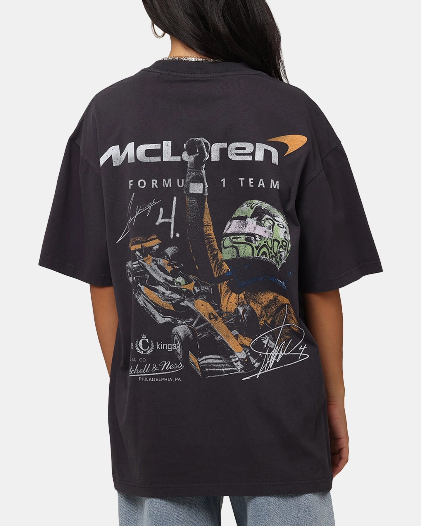 Stylish Look comfortable option Mitchell & Ness X Mclaren Lando Norris Victory T-Shirt Faded Black