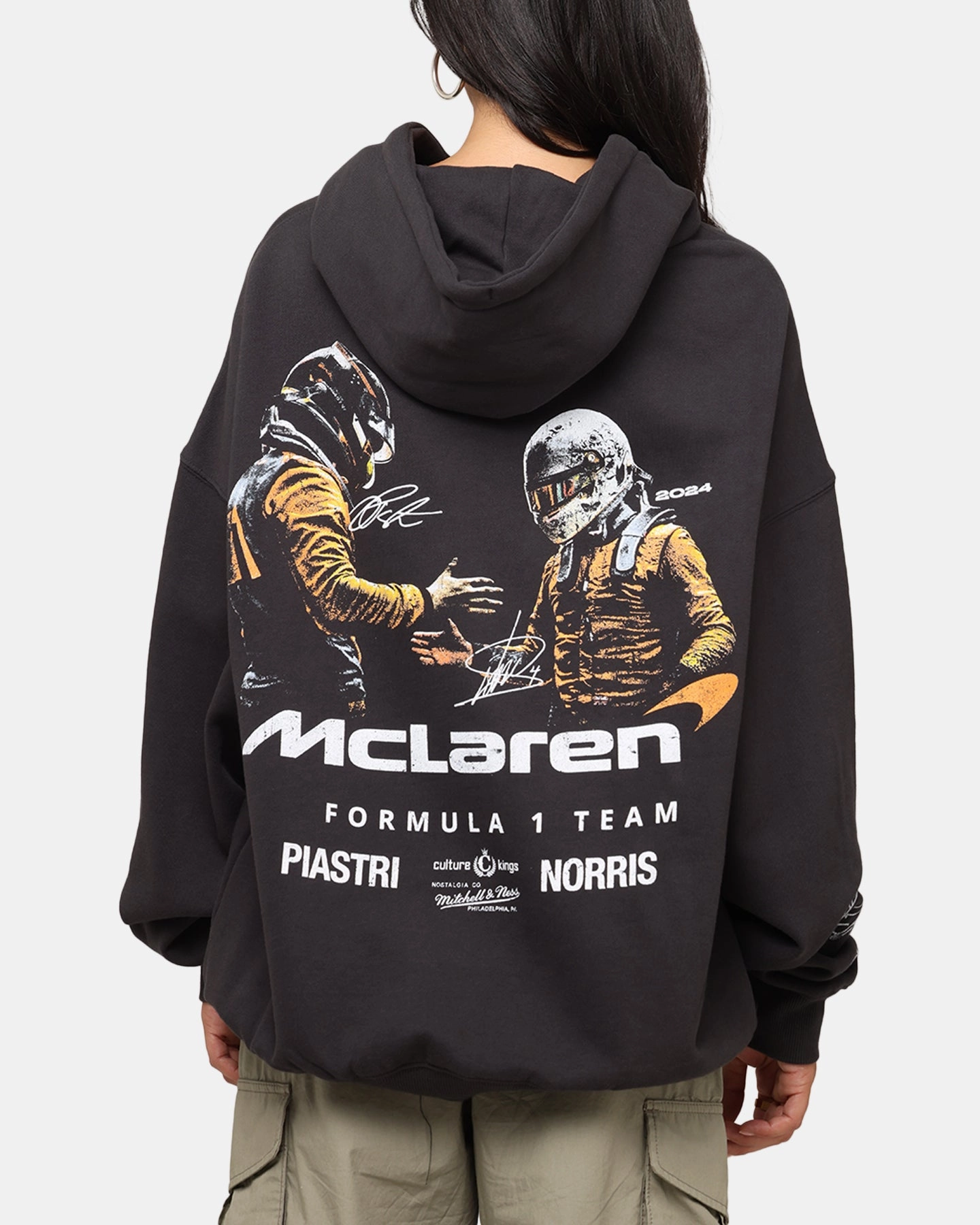 Mitchell & Ness X Mclaren Teammates Hoodie Faded Black Spread Magnet