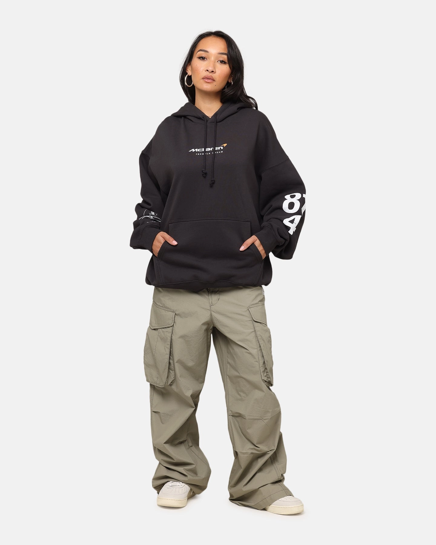 Mitchell & Ness X Mclaren Teammates Hoodie Faded Black Anti Static Material