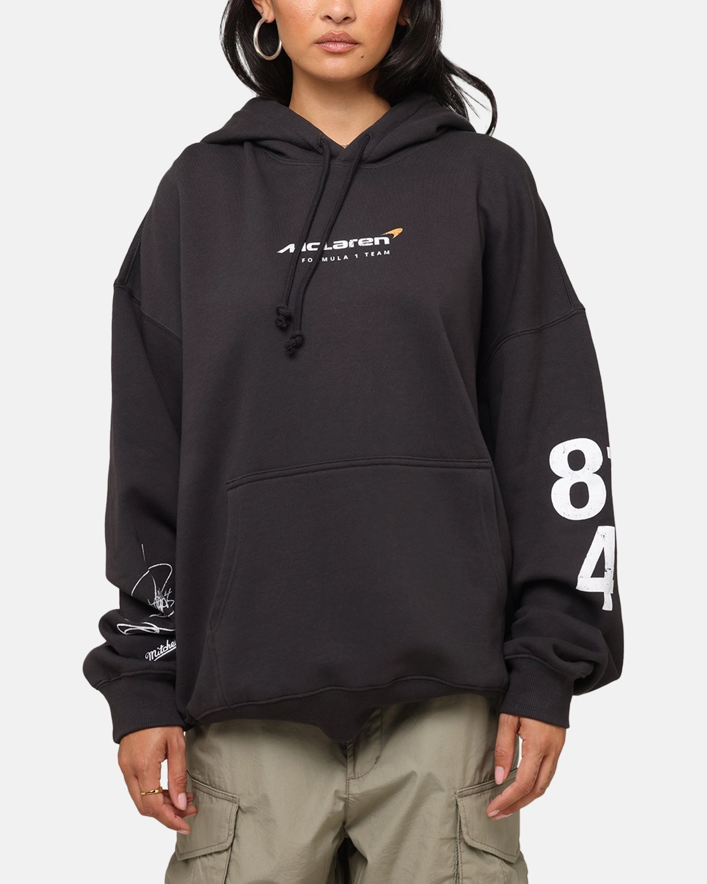 Mitchell & Ness X Mclaren Teammates Hoodie Faded Black traveler Goggles