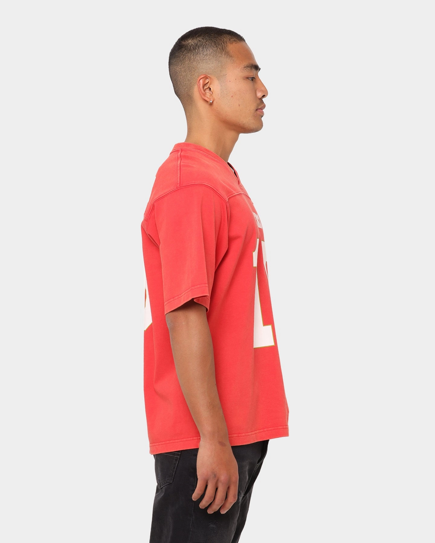 Breathable Fit Wear Mitchell San Francisco 49ers Off Field Helmet Vintage T-Shirt Faded Red