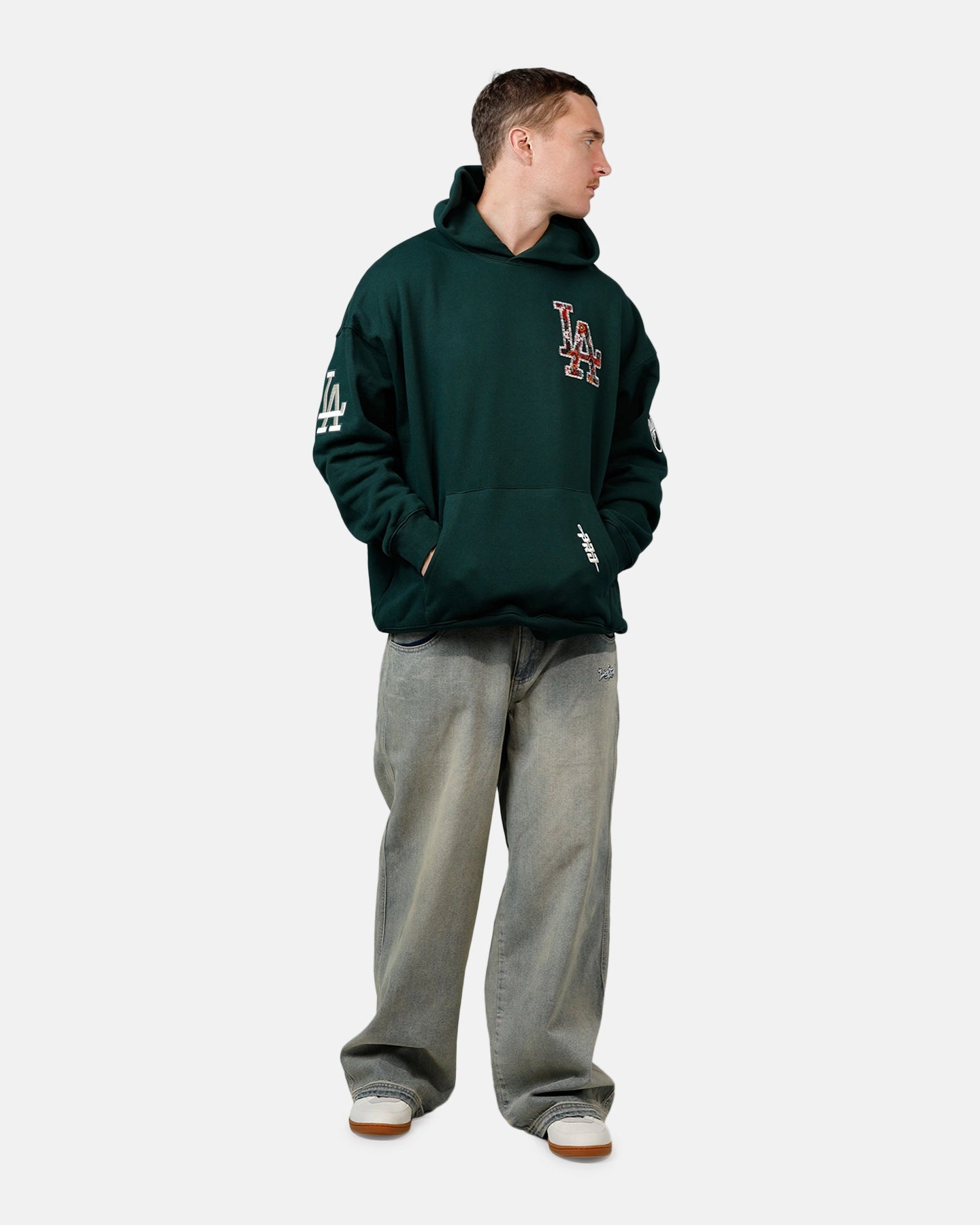 Pro Standard Los Angeles Dodgers Tapestry 2.0 Hoodie Dark Green Outdoor Ease Solid Color