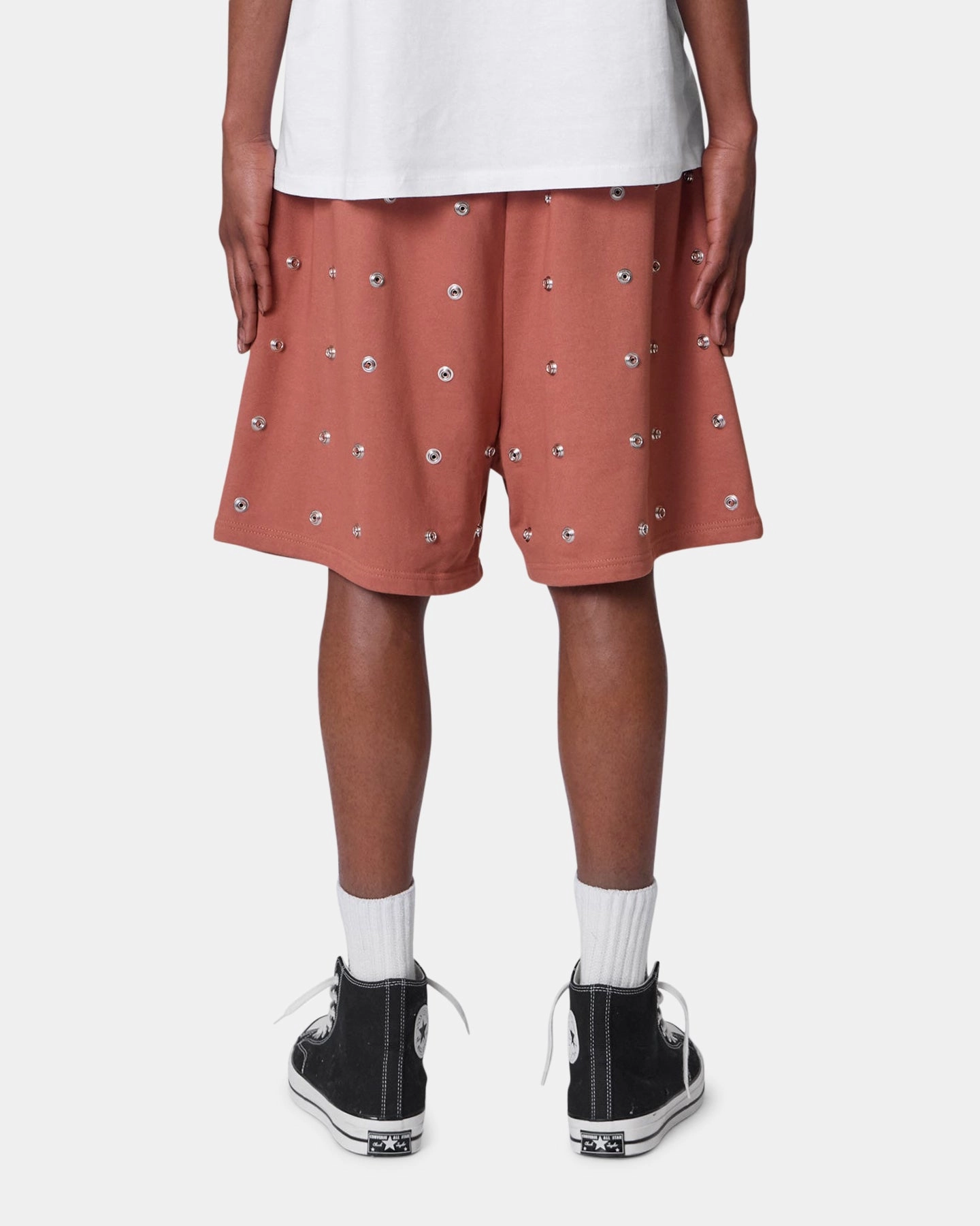 Warehouse Work Lace trim MNML All Over Button Shorts Rust
