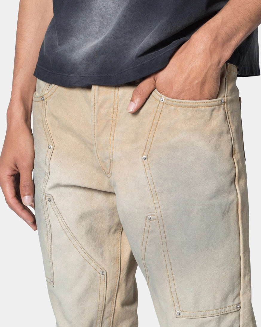 MNML B644 Flare Burnt Cowboy Denim Jeans Black/Brown Tailored Fit