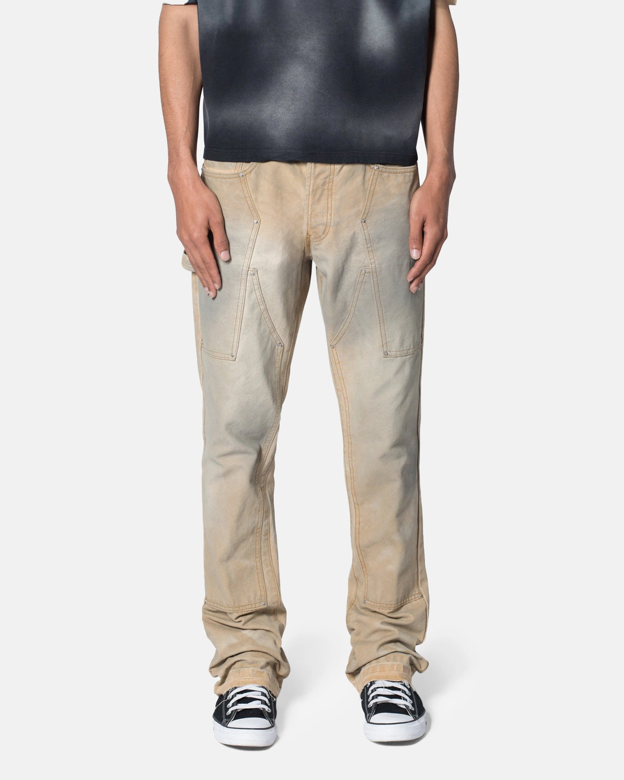 Base Layer MNML B644 Flare Burnt Cowboy Denim Jeans Black/Brown