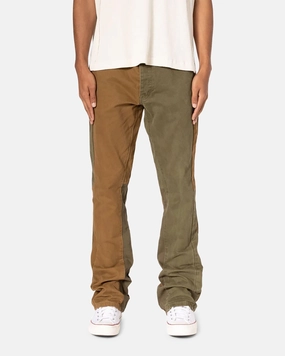 DoubleLayeredKnees MNML B680 Colour Block Denim Jeans Olive
