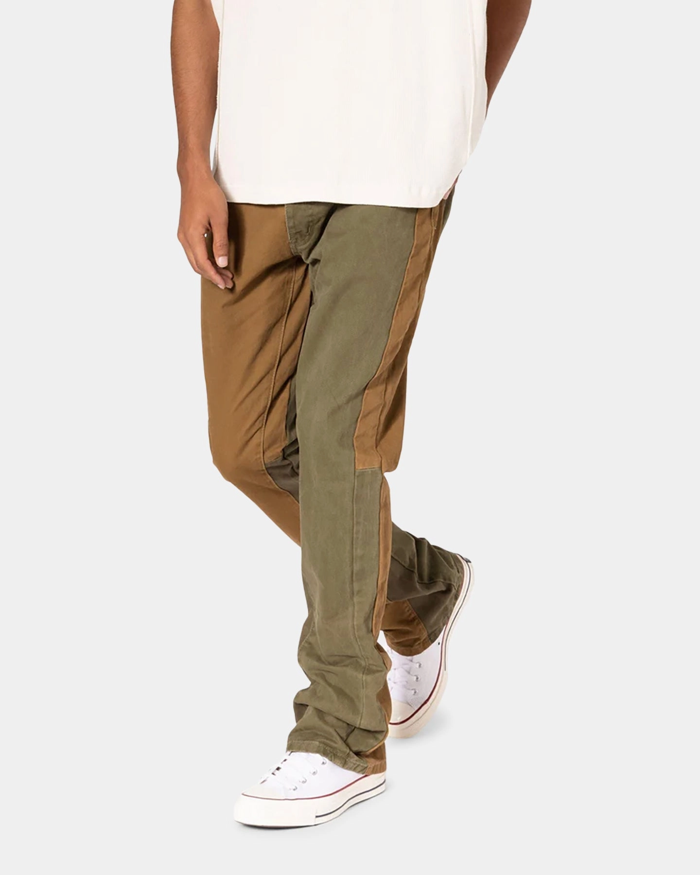 MNML B680 Colour Block Denim Jeans Olive One-of-a-kind