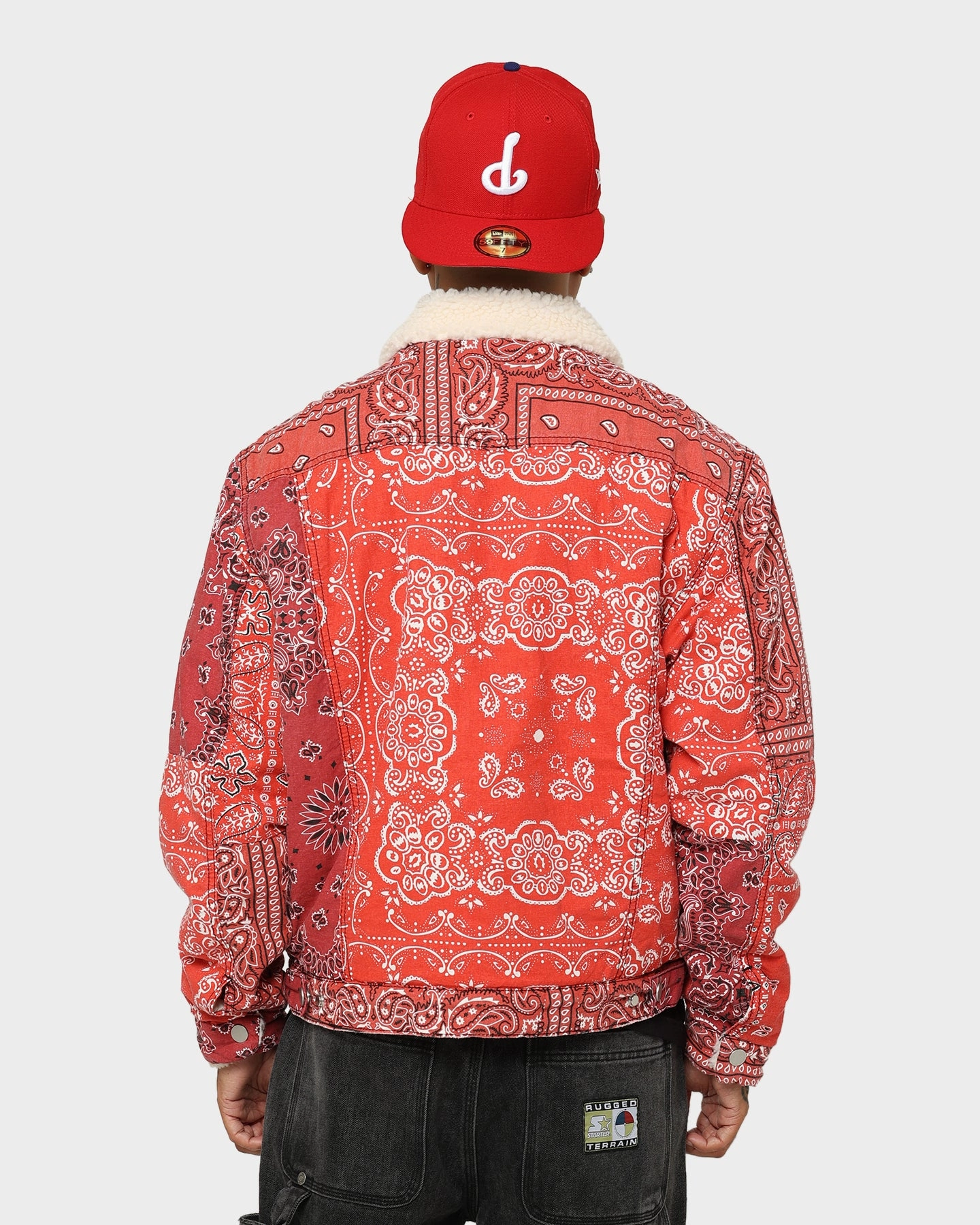 Award MNML Bandana Sherpa Trucker Jacket Red