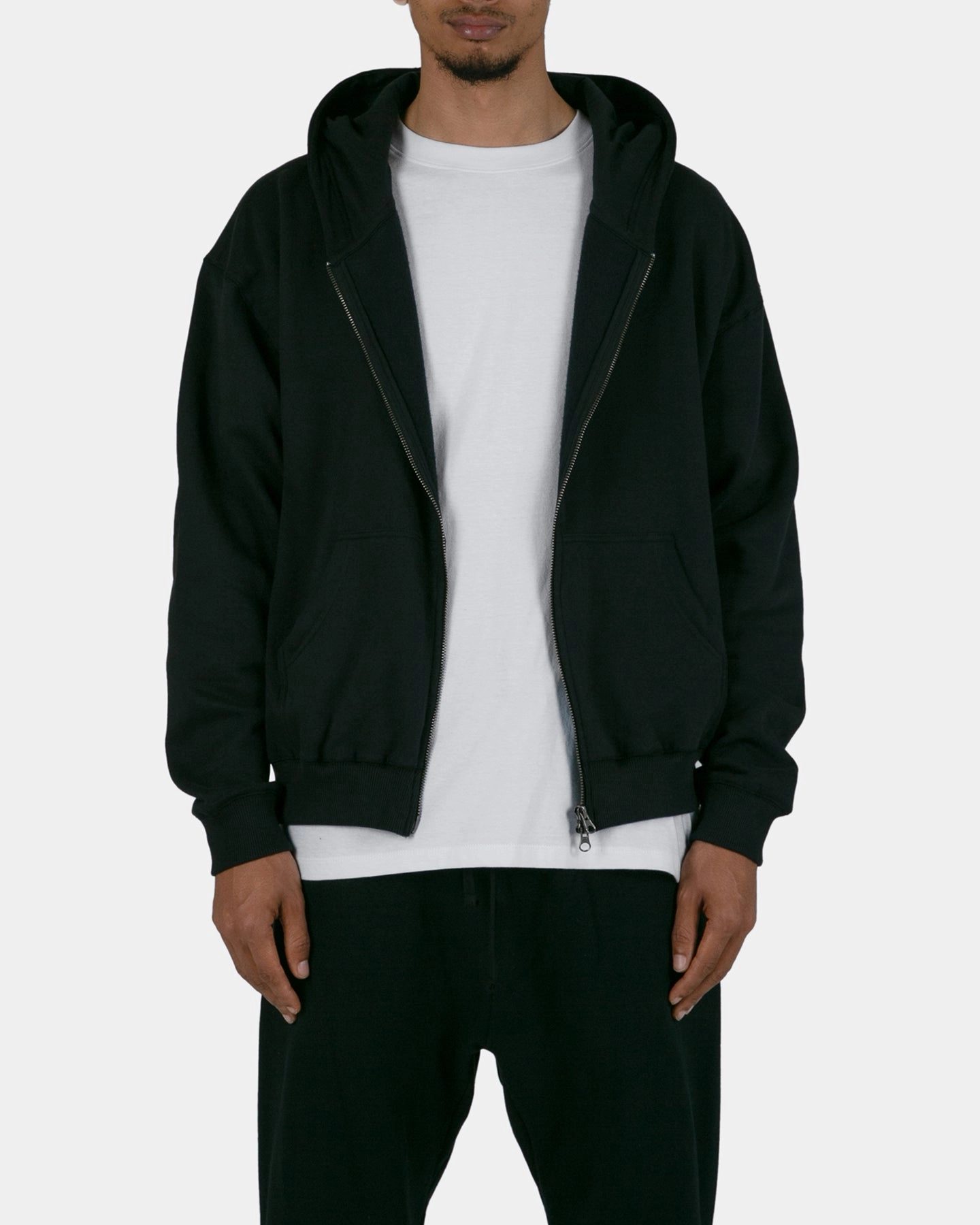 MNML Basic Zip Up Hoodie Black Bonded Seam Technology Advertise