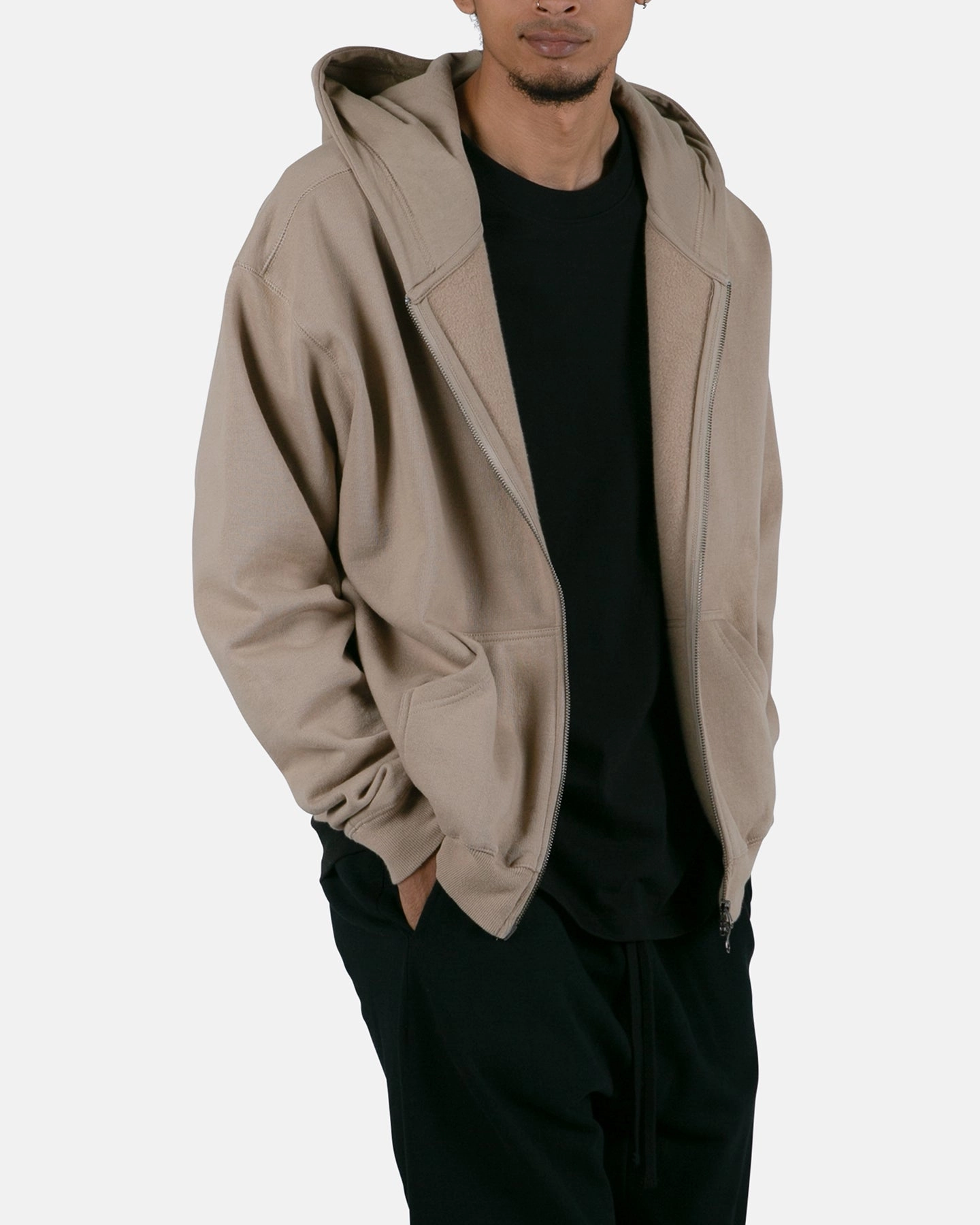Collaborate Portray MNML Basic Zip Up Hoodie Earth