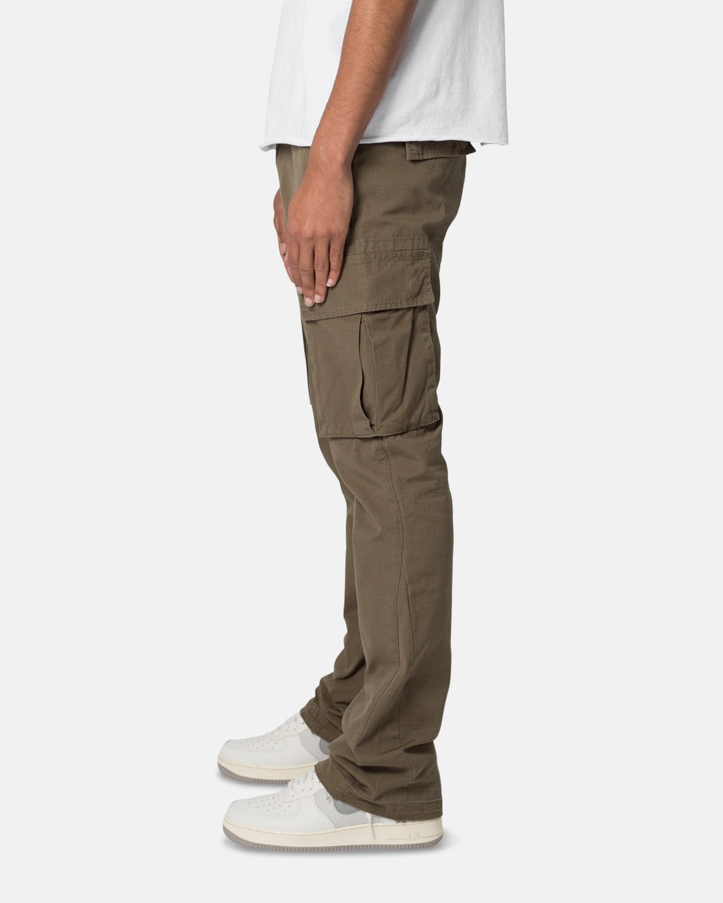 MNML Bootcut Cargo Pants Olive Chic Style Double Needle Stitching