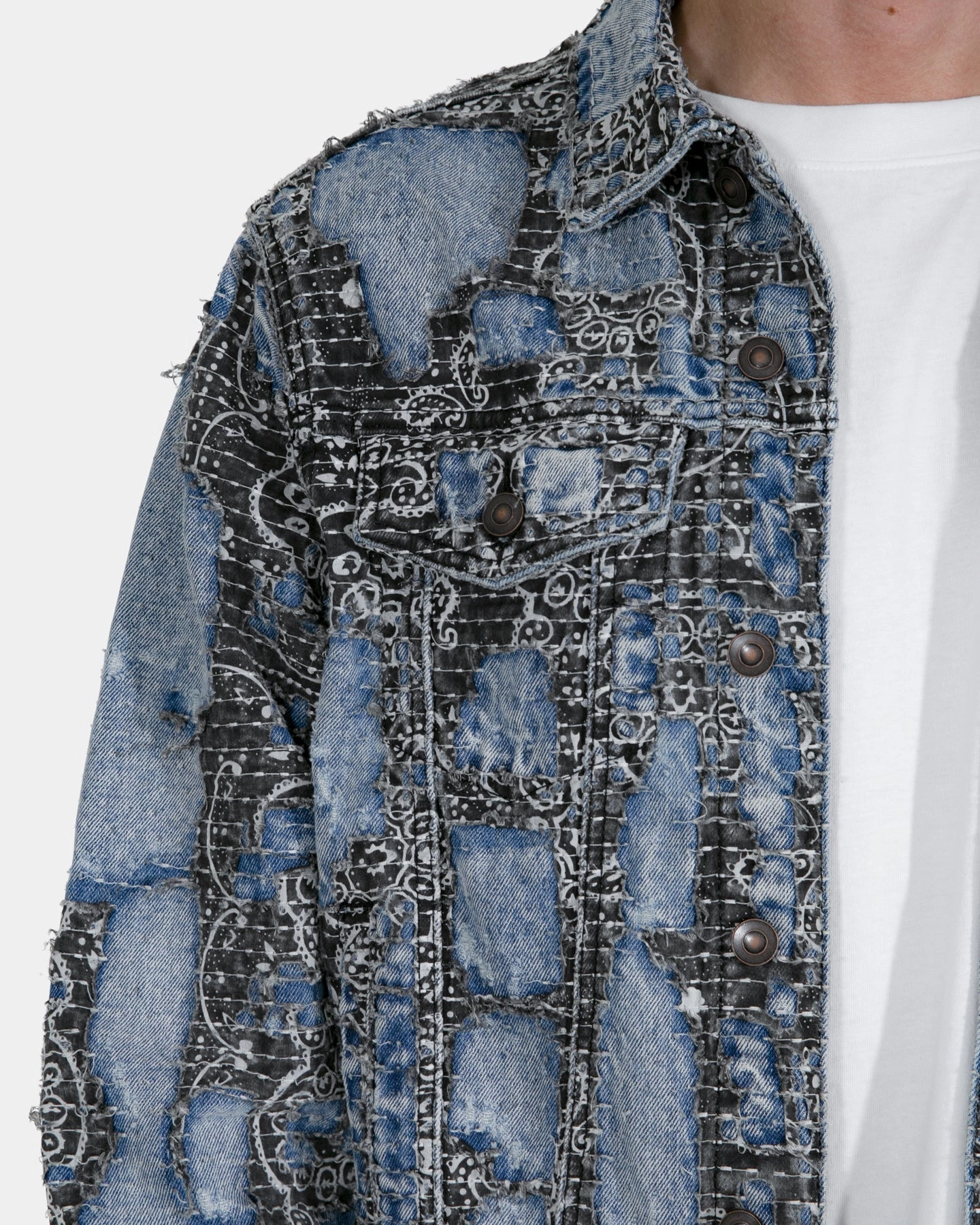 Durable Material rehearsal MNML Boro Paisley Trucker Jacket Blue/Black
