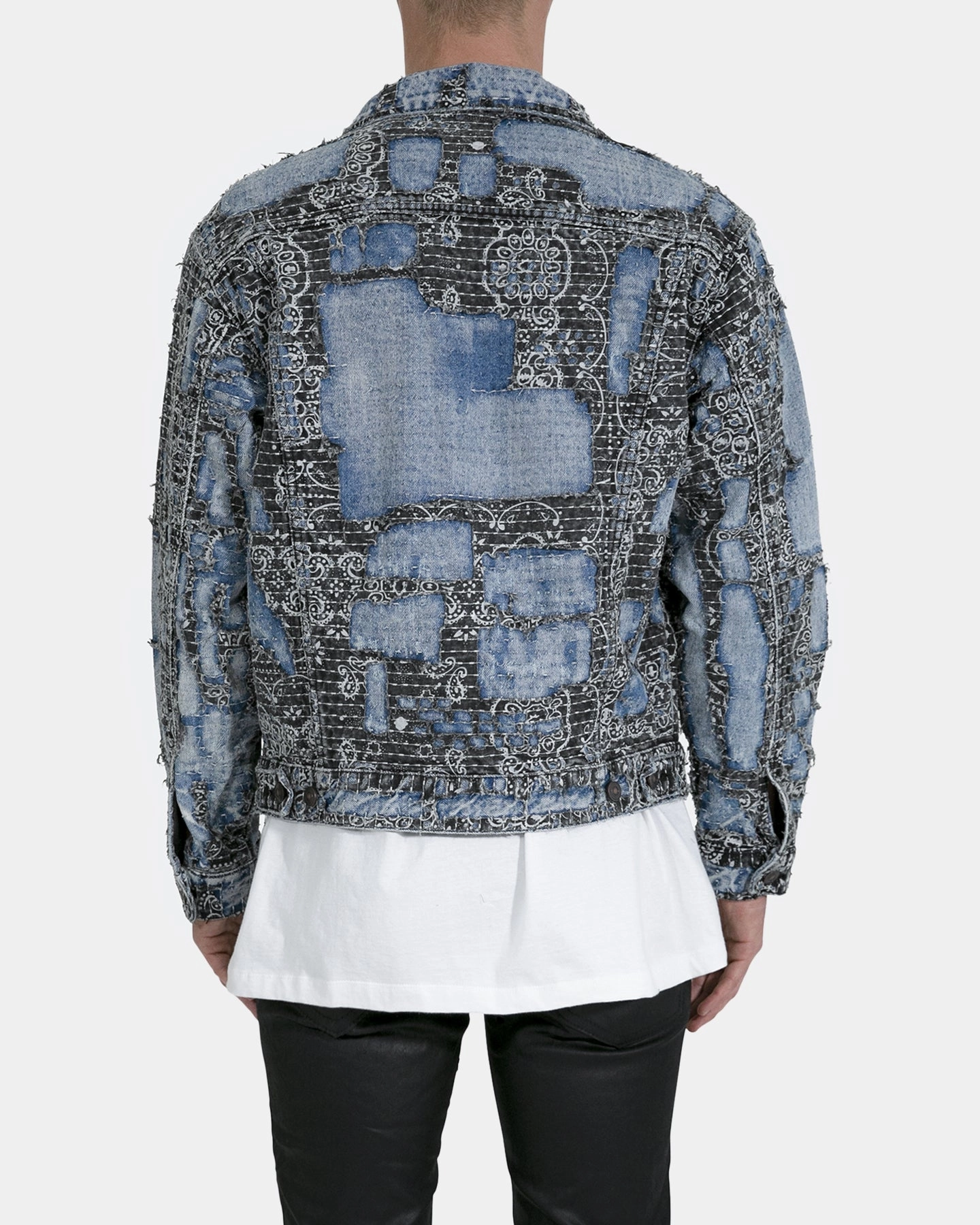 MNML Boro Paisley Trucker Jacket Blue/Black Functional Fit ConvertibleCollar