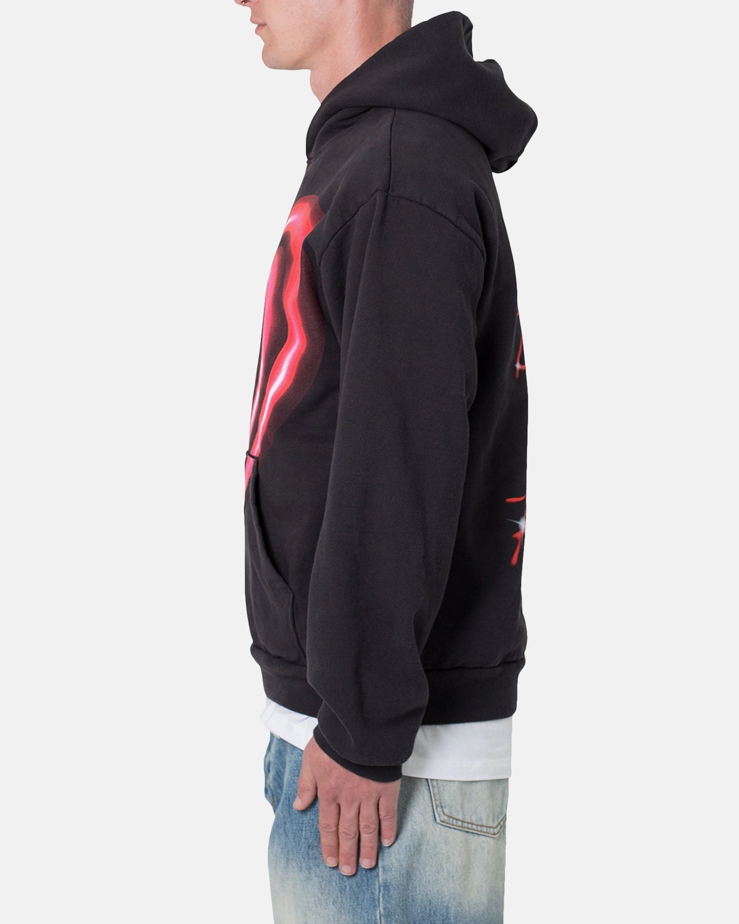 MNML Broken Heart Hoodie Off Black detachable sleeves Supply
