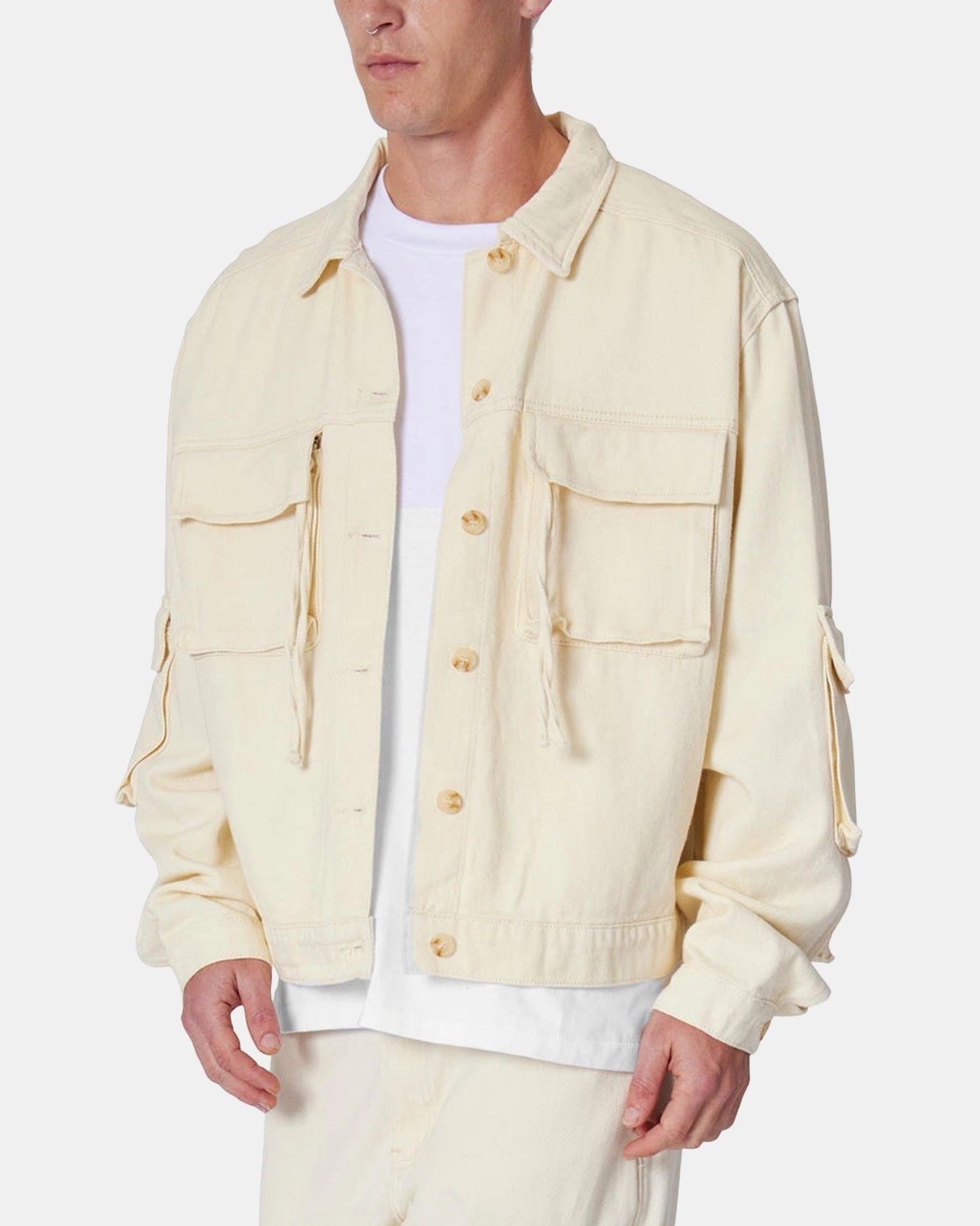 Algorithm PaddedShoulders MNML Brushed Twill Cargo Jacket Khaki