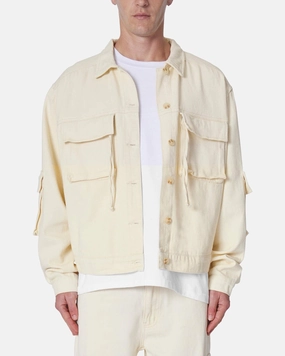 polka dotted MNML Brushed Twill Cargo Jacket Khaki