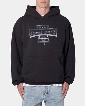 Hook and loop fasteners Double Stitched Seams MNML Chrome Knights Hoodie Off Black