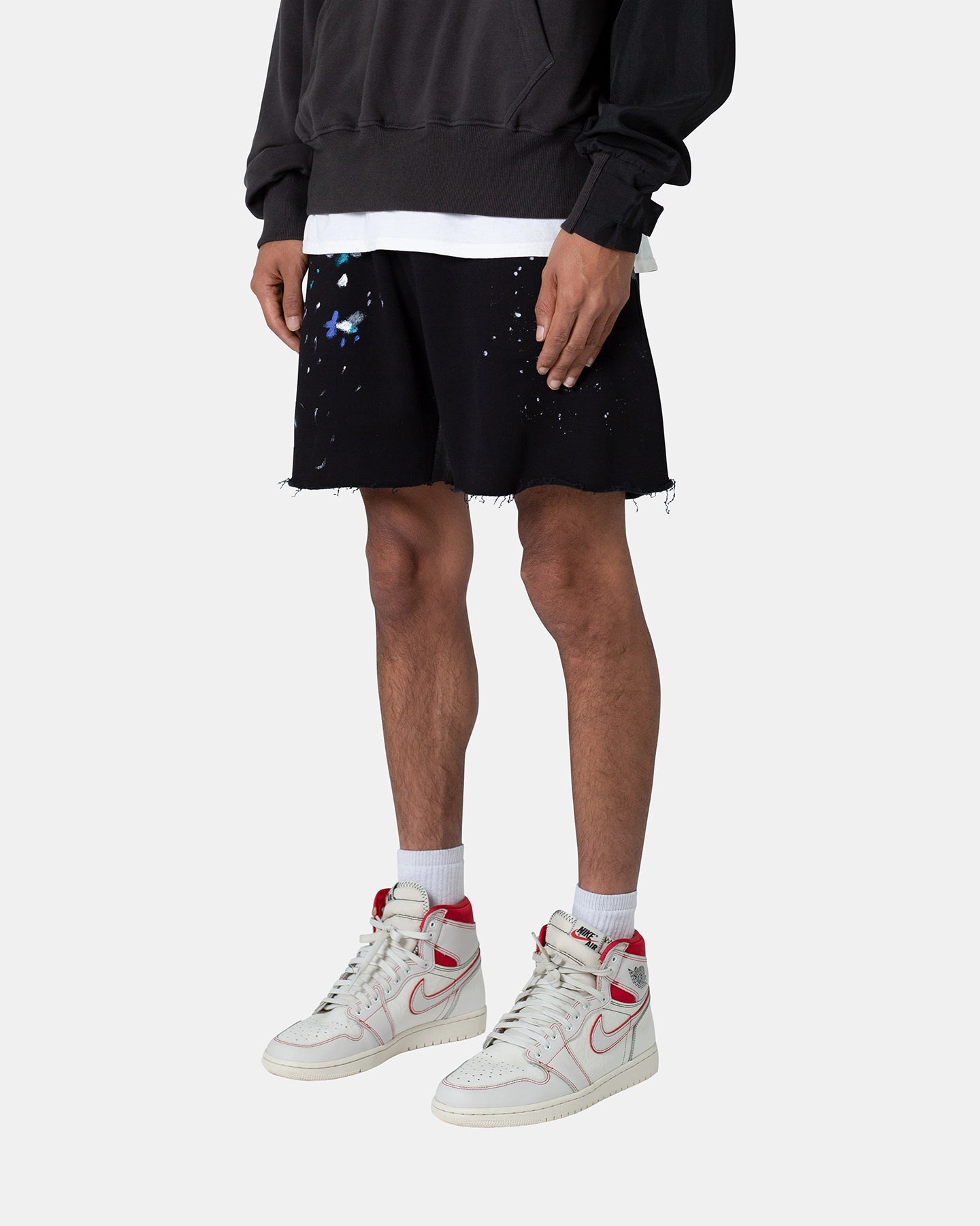 Relaxed Cut Dynamic Flex Zones MNML Contrast Paneled Sweatshorts Black