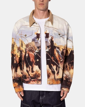 Reinforced Seams Learn MNML Cowboy Print Trucker Jacket Multi