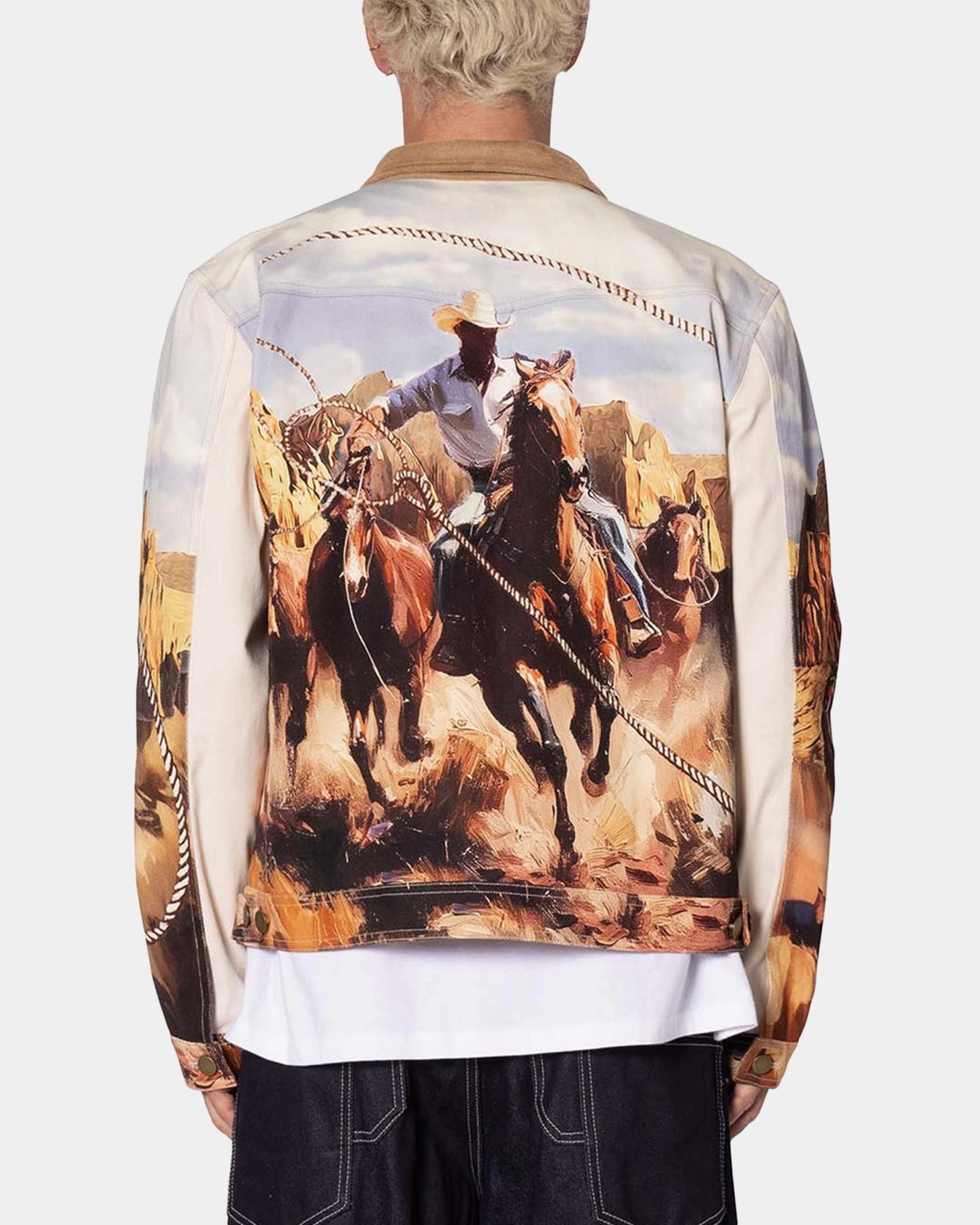 MNML Cowboy Print Trucker Jacket Multi Utility Focus
