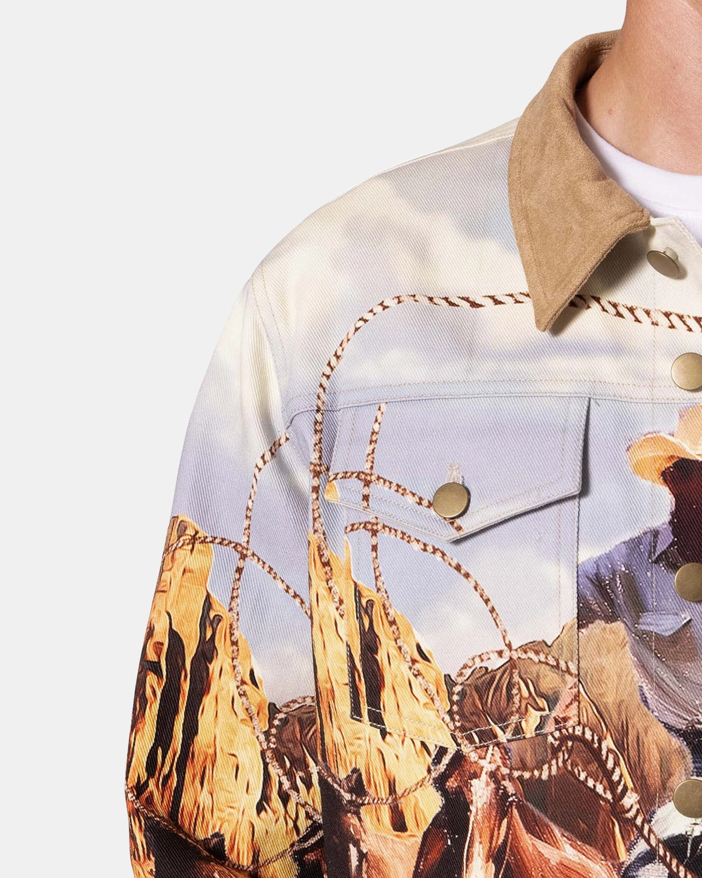 Urban Cool MNML Cowboy Print Trucker Jacket Multi