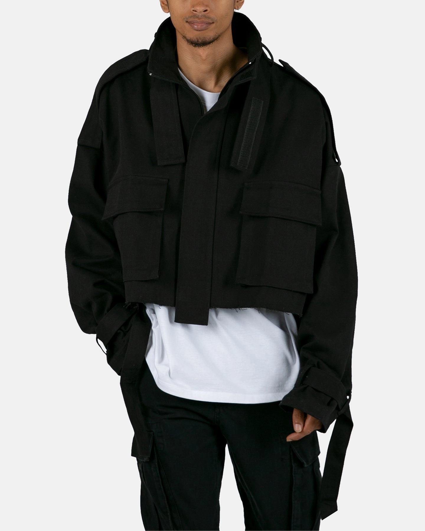 Button Closure campfire MNML Cropped M65 Jacket Black