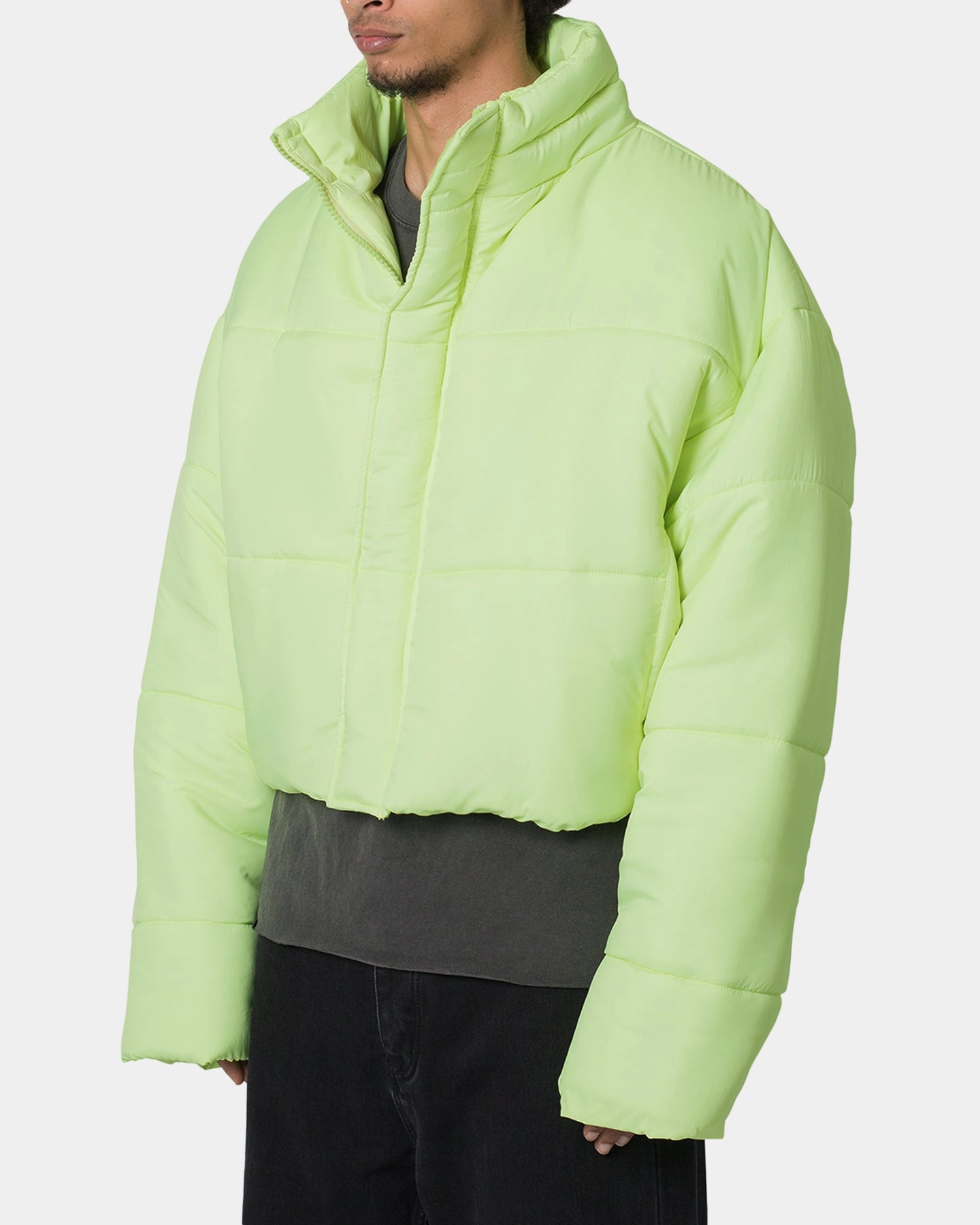 HydrationCompatible Pocket Stain Resistant MNML Cropped Puffer II Jacket Green