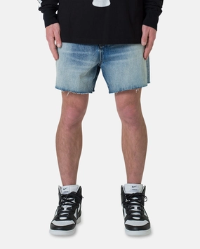 Foldable style MNML Cut Off Denim Shorts Blue