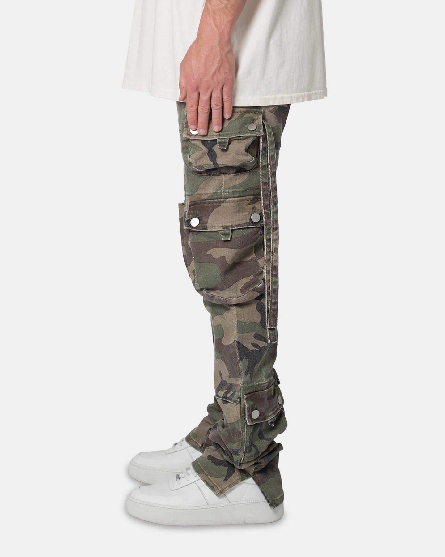 Comfortable Wear Side slits MNML D152 Cargo Pants Woodland Camo