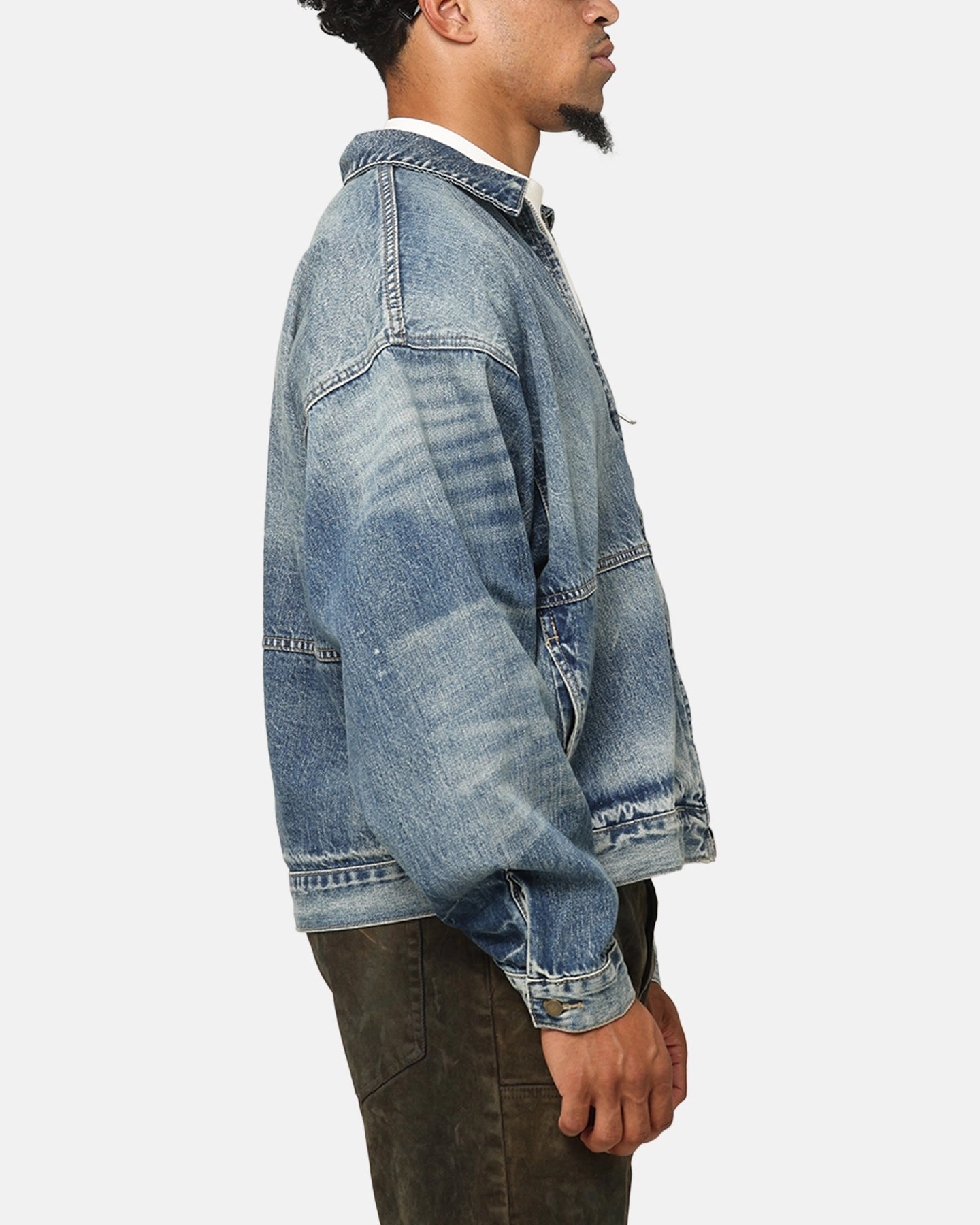 Fashion Finish Travel Layer MNML Denim Choir Coat Vintage Blue