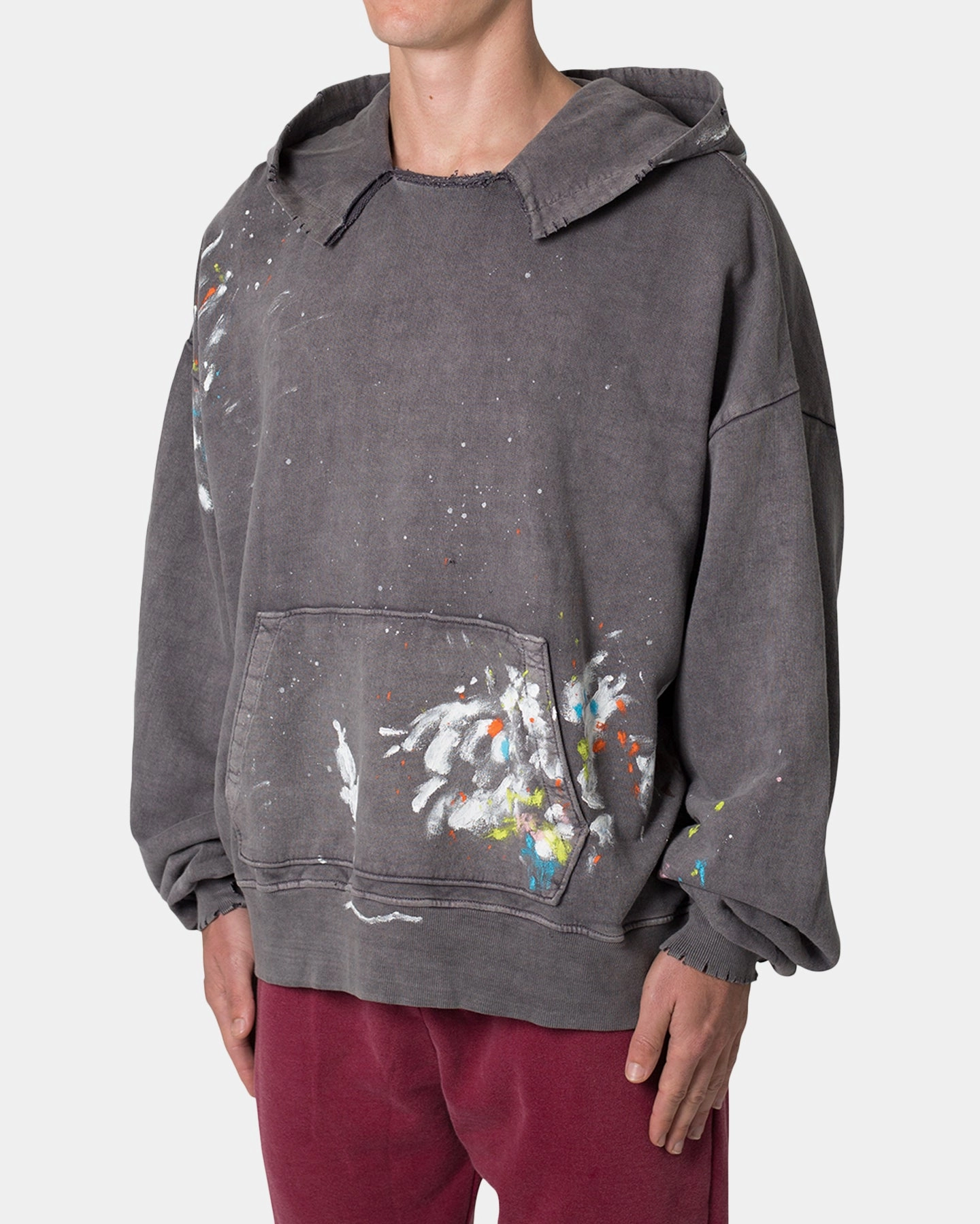 Teflon Coated Fabric MNML Destroyed Painter Hoodie Charcoal Grey