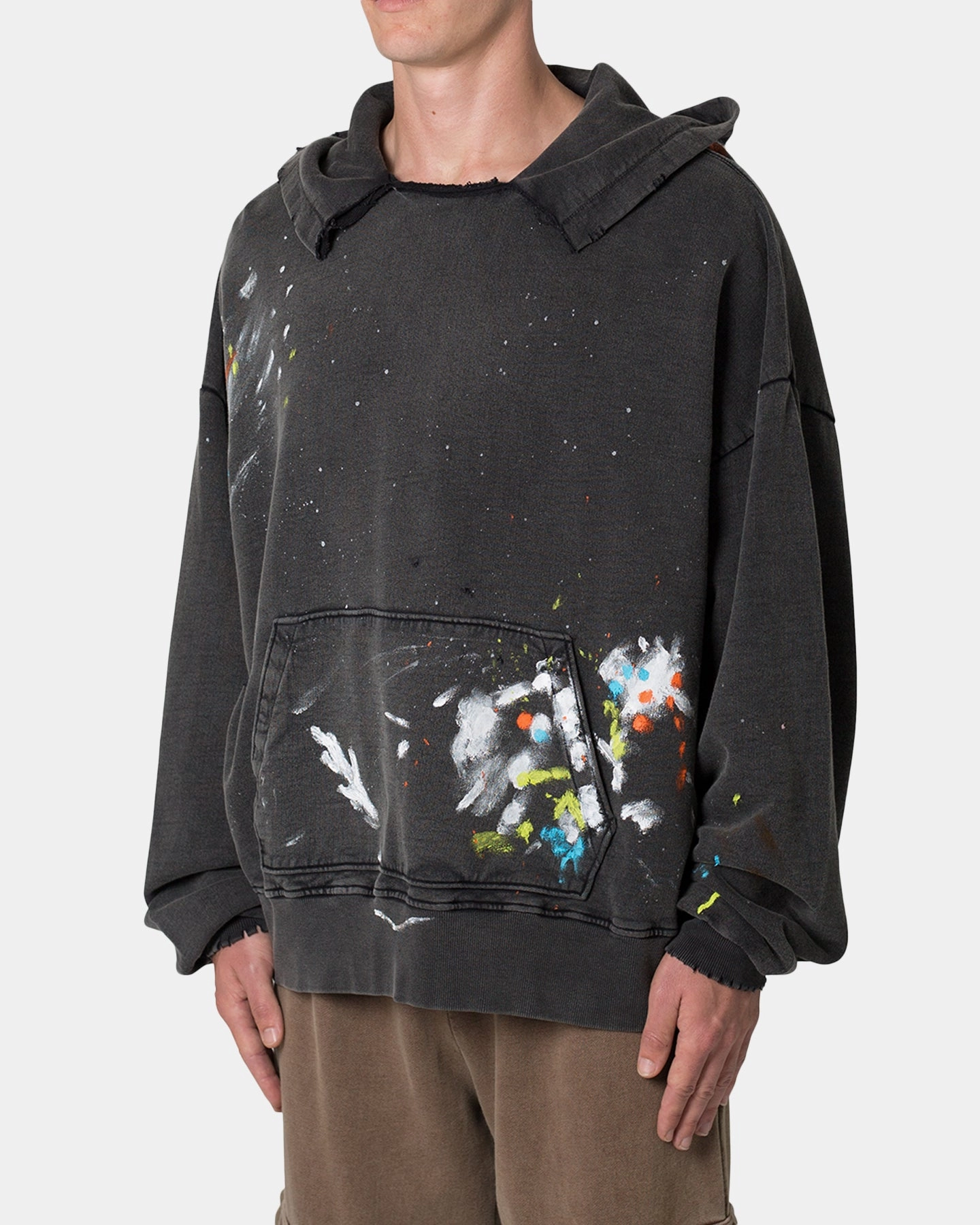 MNML Destroyed Painter Hoodie Vintage Black Mountain Flexible Shell