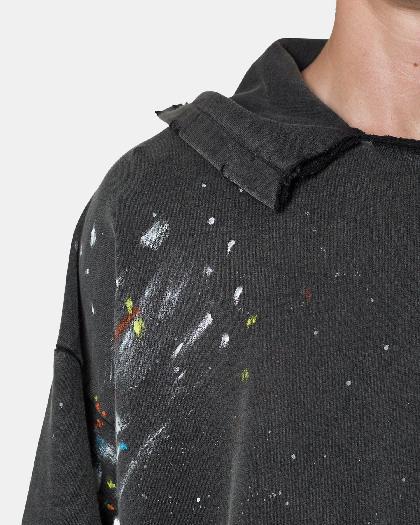 MNML Destroyed Painter Hoodie Vintage Black Soft Shell dry-cleanable