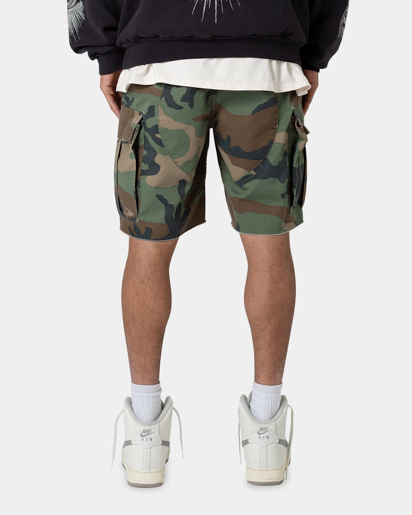 MNML Distressed Cargo Shorts Camo romper