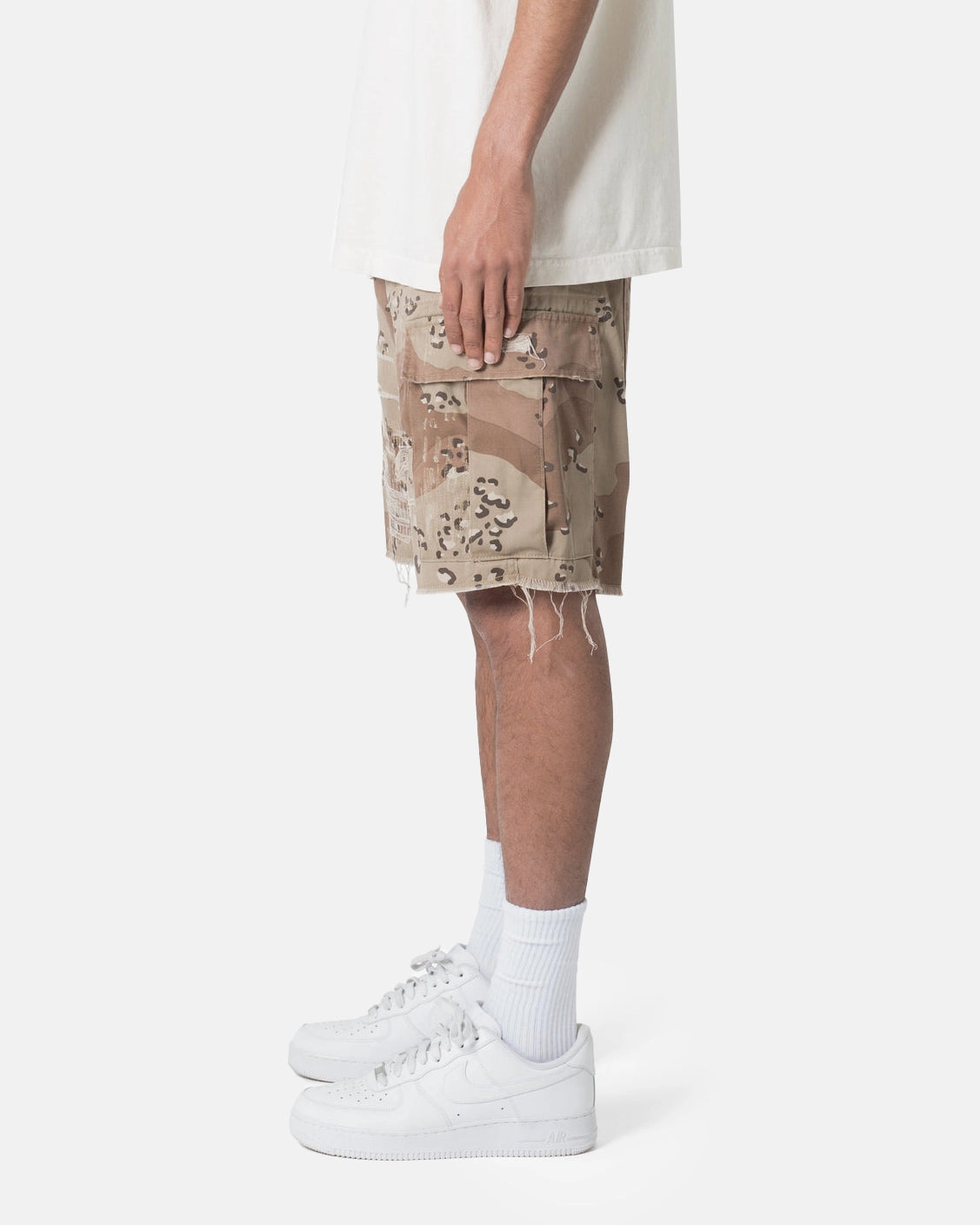 RipstopMaterial MNML Distressed Cargo Shorts Desert Camo