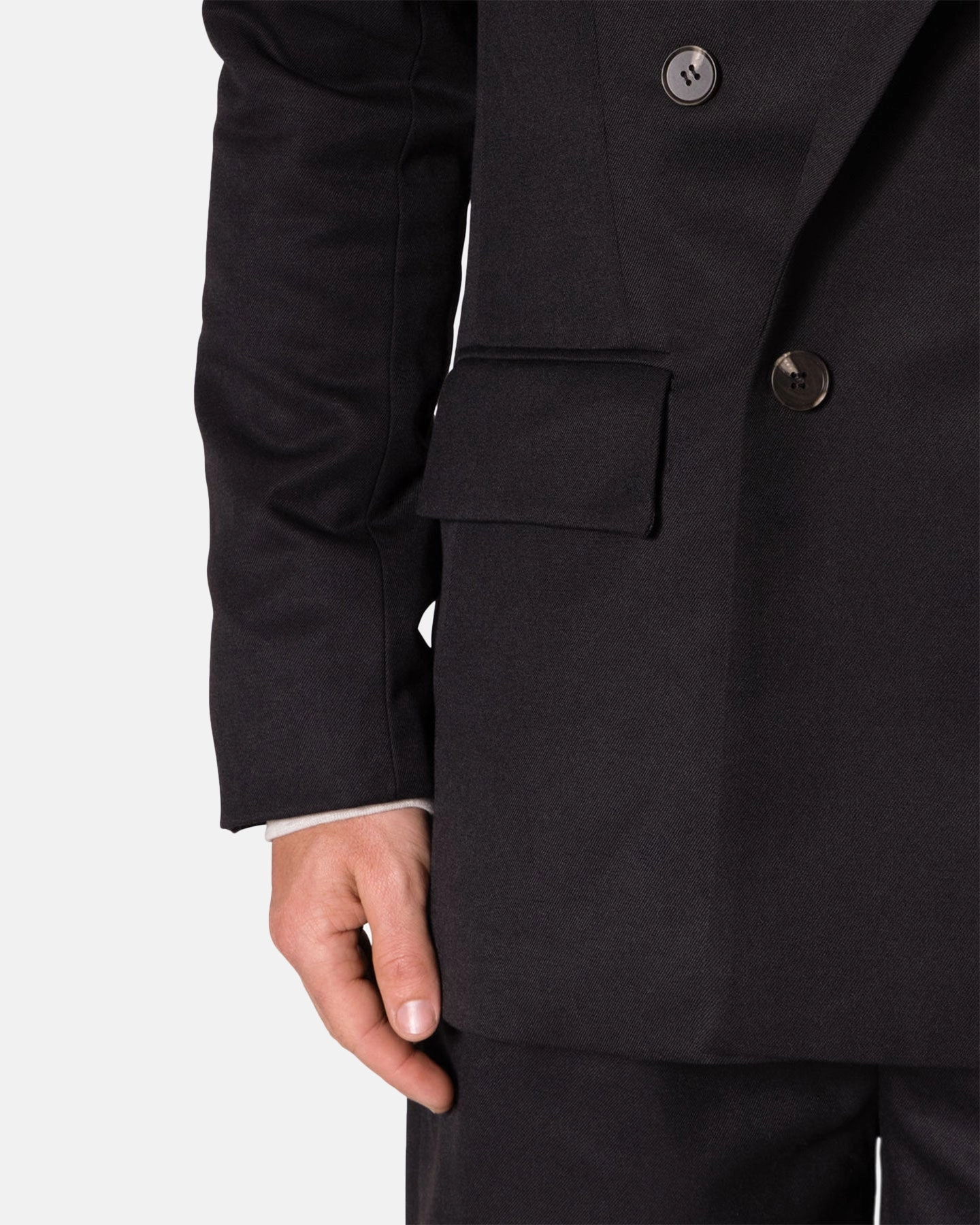 Thermal Lining MNML Double Breasted Suit Jacket Black