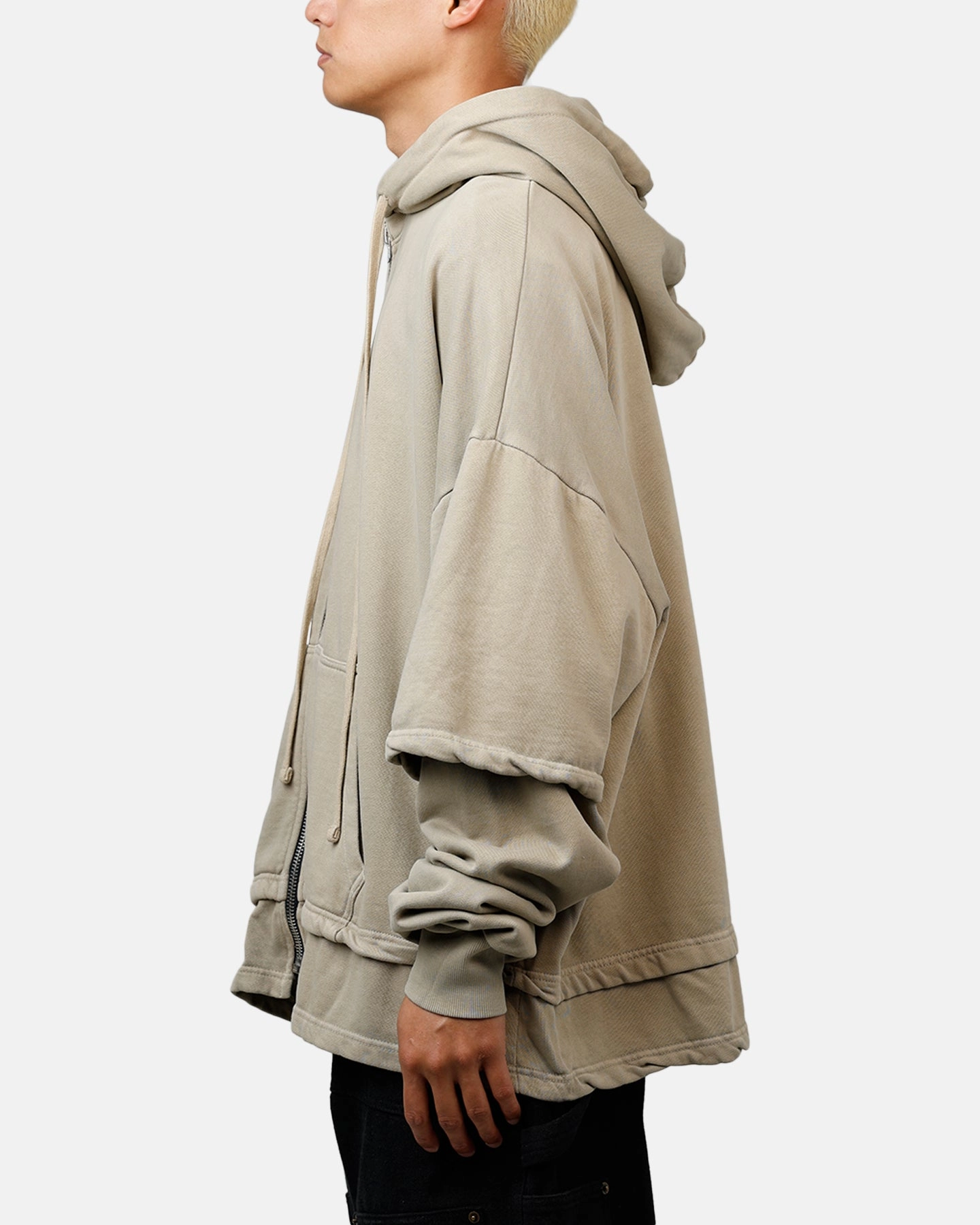 Volunteer Document MNML Double Layer Zipper Sweater Washed Earth