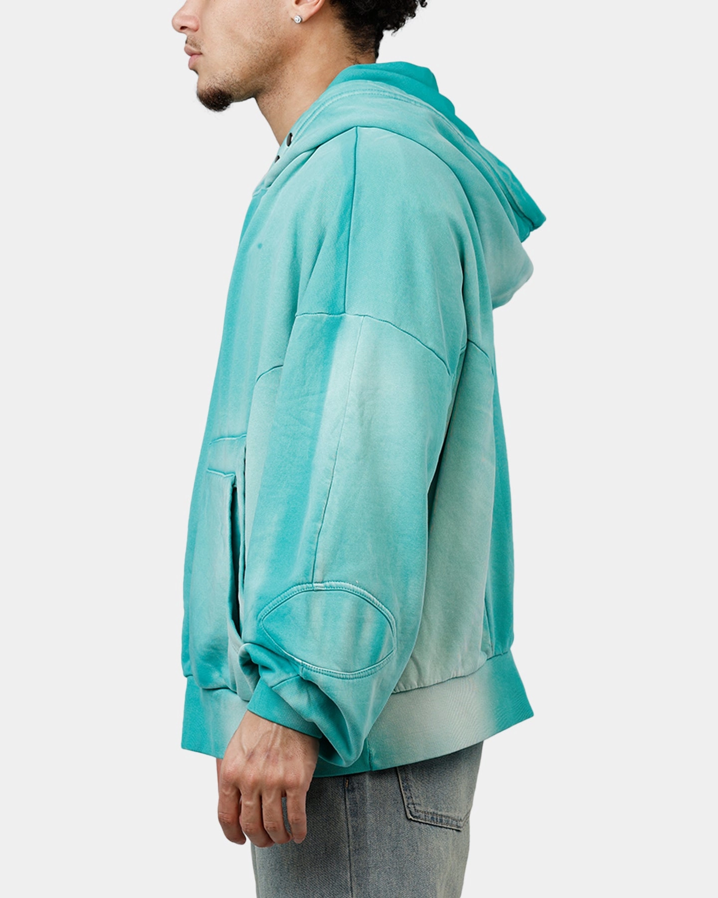MNML Double Pouch Sprayed Hoodie Green Stylish Warmth