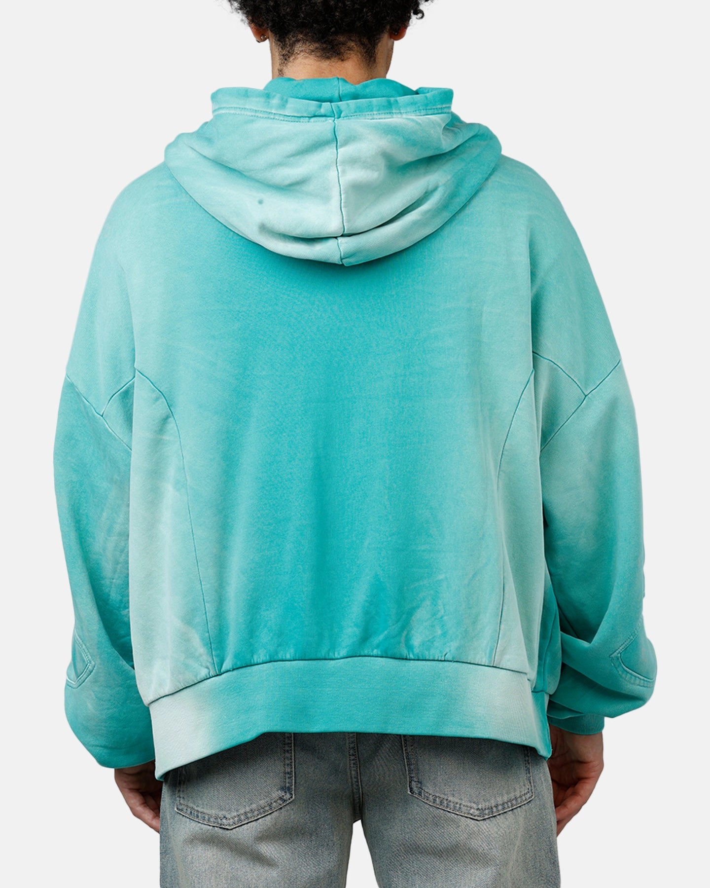 MNML Double Pouch Sprayed Hoodie Green Stretchable Material
