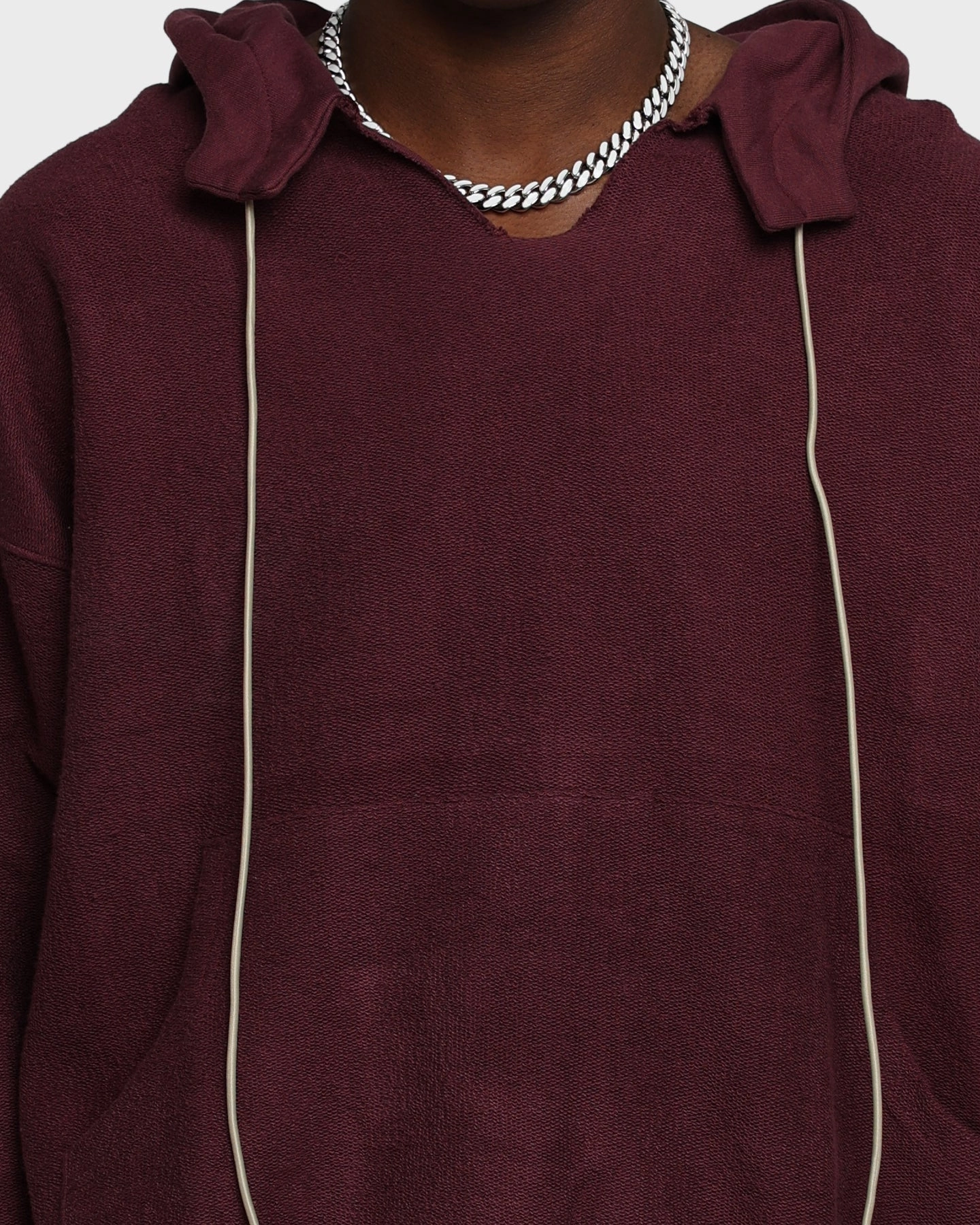 MNML Extended Drawcord Hoodie Burgundy Active Edge