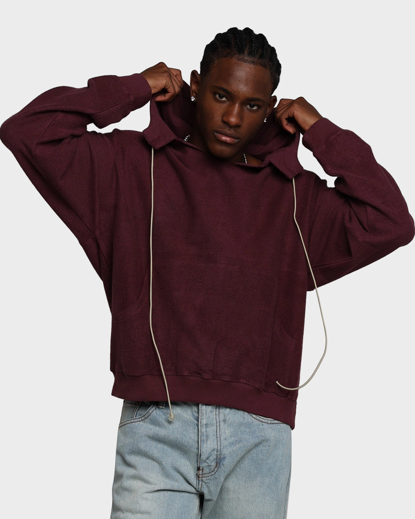 MNML Extended Drawcord Hoodie Burgundy Individual-sports motorcycle