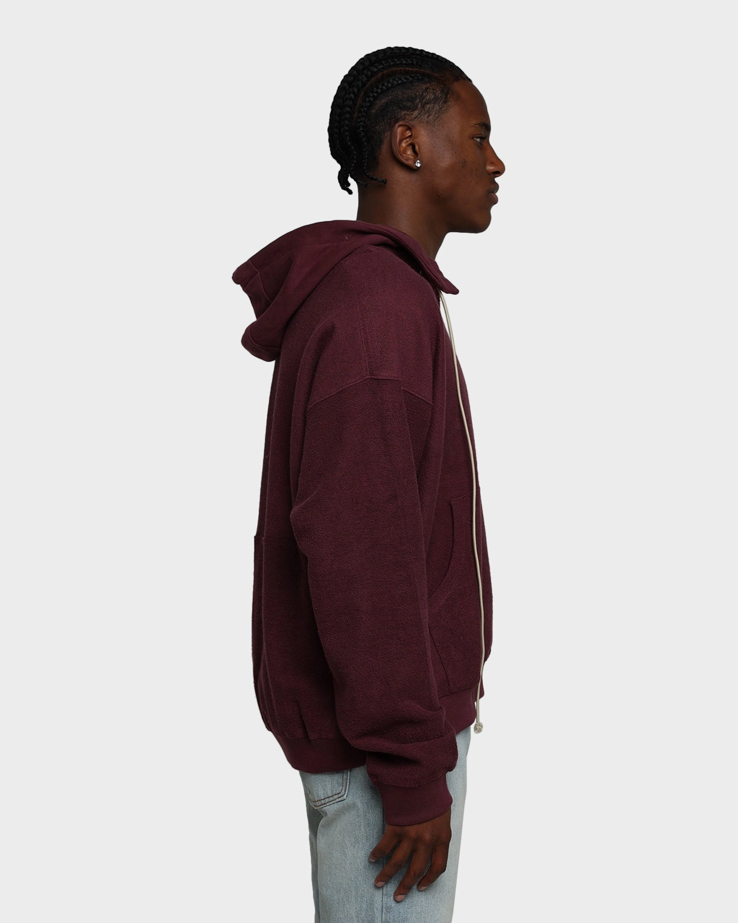 MNML Extended Drawcord Hoodie Burgundy Double Layered Hood Condition
