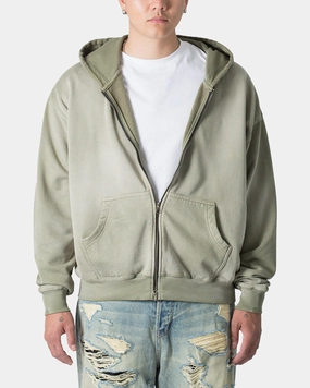 rainy - day gear wallet MNML Faded Basic Zip Up Hoodie Washed Olive