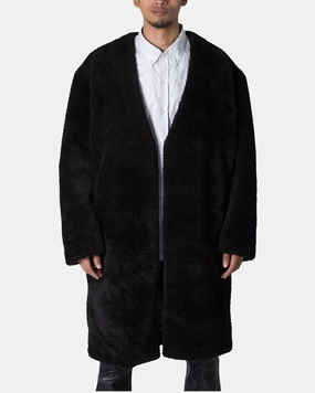 Warm and Cozy Impact Absorbing Padding MNML Faux Fur Coat Black