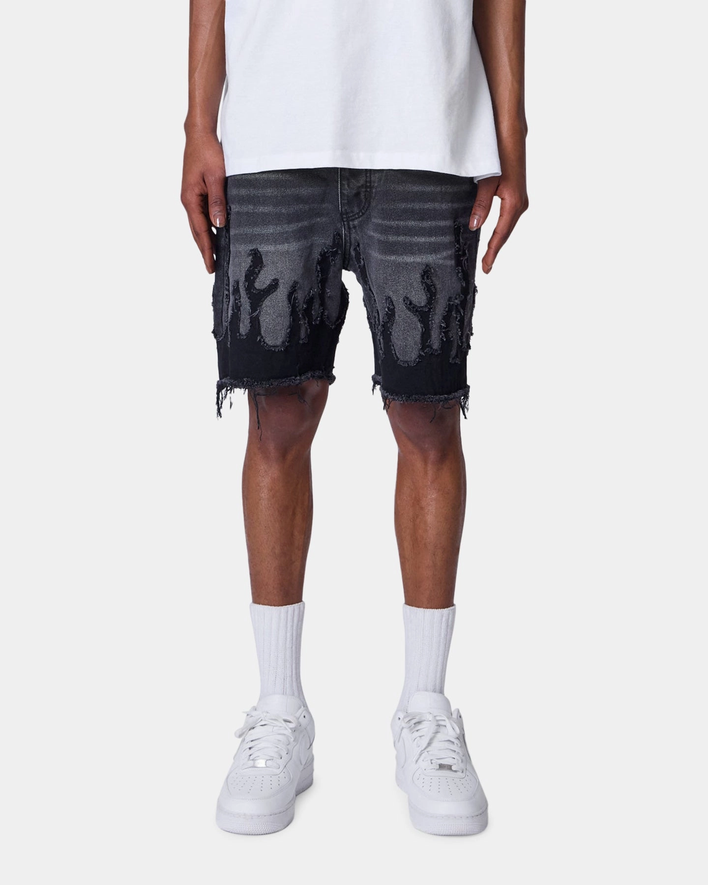 baseball uniform MNML Flame Denim Shorts Washed Black